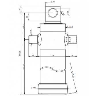 Teleskopski cilinder 2 stopnje 9 ton 795mm z luknjo 4024F